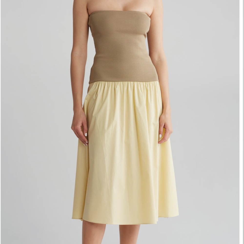 Strapless drop waist dress